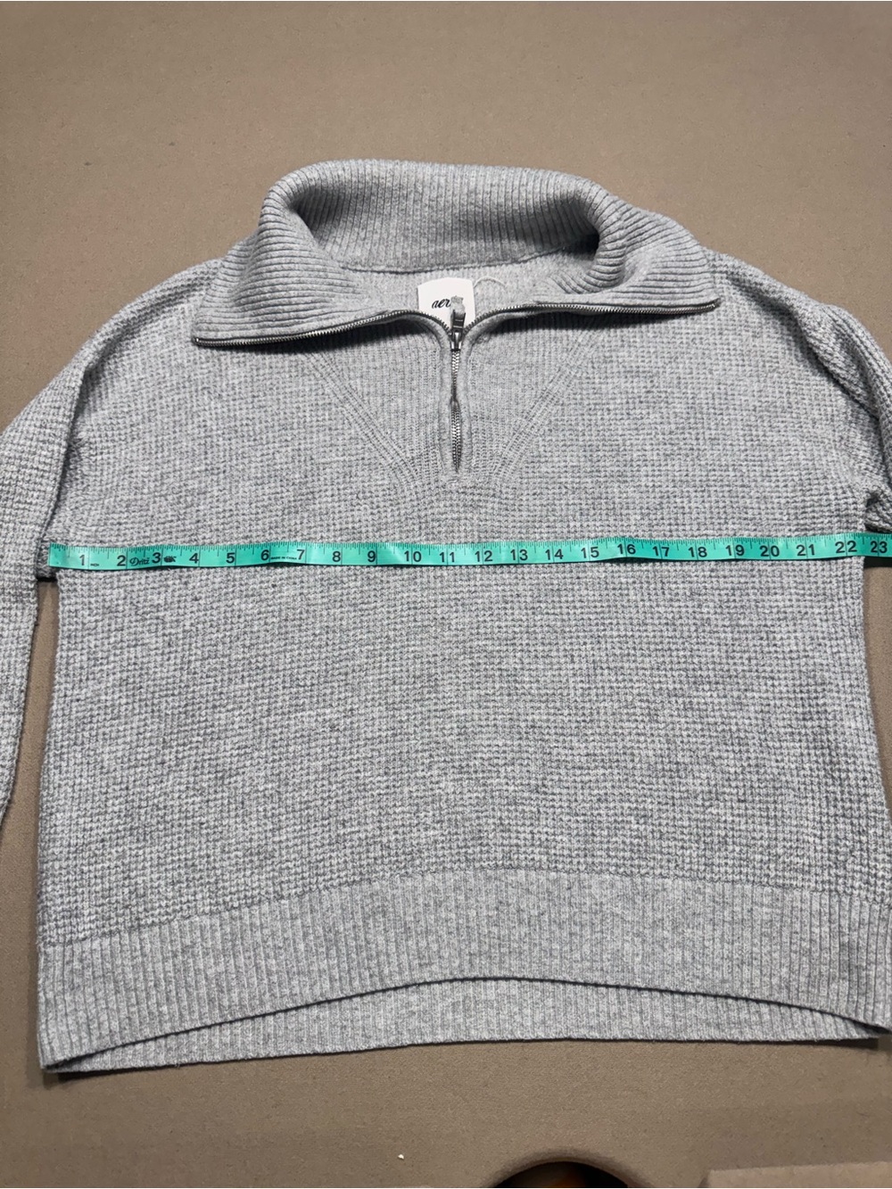 aerie Light Gray Half-Zip Cowl Sweater - Picture 5 of 6